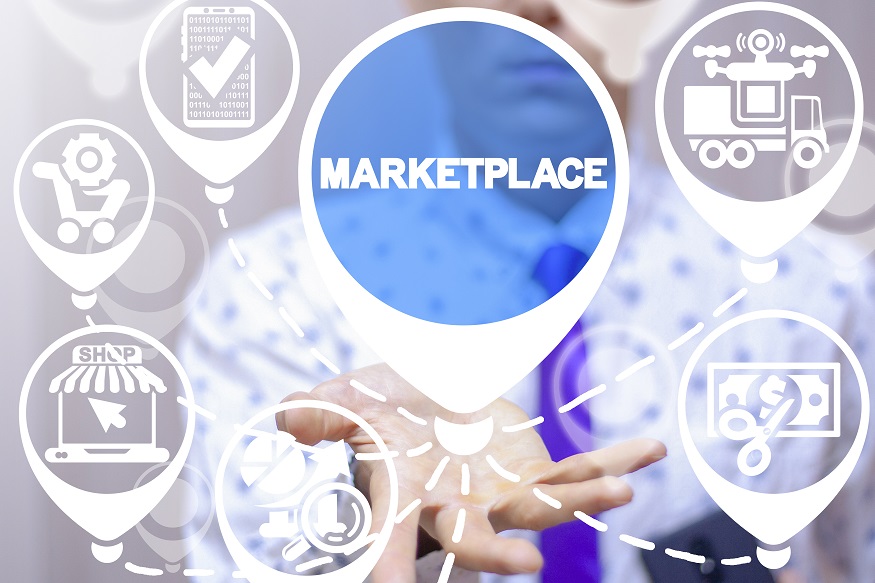Marketplace. Online market place. Modern e-commerce. Market Places verlangen EPR-Registrierungsnummer